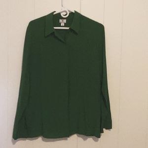 Worthington, medium, green silk button up blouse